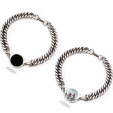 Personalisierte Moderne Dicke Stahlkette Schwarzer Runden Armband mit verstecktem Foto & Gravur - Perfekte Geschenk für Männer