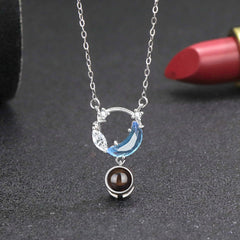 925 Silber Mond & Stern Damen Projektionskette – Kette mit Bild im Stein, Personalisierte Fotogeschenke für Sie