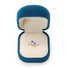 Personalisierter 925 Silber Geburtsstein Doppelter Herzring – Namensgravur & Innengravur, perfekte Geschenk für sie, um Liebe auszudrücken
