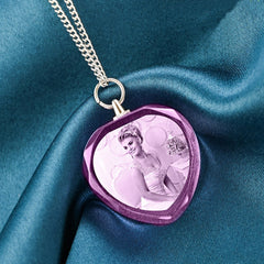 Personalisierte 2D/3D Foto Kette – Hochwertige Rosenquarz Herz Anhänger,Erinnerungs Schmuck Geschenke für Frauen