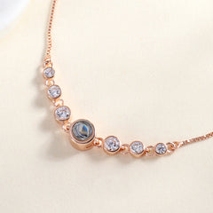 925 Silber Personalisierte Verstellbares Box-Kette Zirkonia Armband mit Bild im Stein – Perfekte Feines Foto Geschenk für Sie