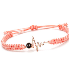 925 Silber Personalisierte Sonne Kreis Armband mit Bild im Stein - Verstellbares handgefertigtes Flecht Segeltau Armband