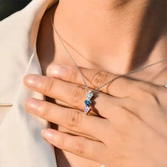 Personalisierte Kette mit Dreieck Geburtsstein Anhänger - 1–7 Geburtssteine, Langer Anhänger, Perfekte Geschenk für Sie