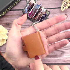 Personalisierter Foto Leder Schlüsselanhänger mit 12 Bilder, Minialbum,Kunstdruckpapier Fotoalbum,Kreatives Erinnerungs Geschenk