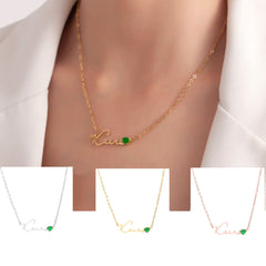 Personalisierte Namenskette mit Herz Geburtsstein – Perfektes Geschenk für Sie