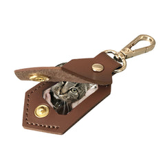 Personalisierter Leder Foto Schlüsselanhänger, Fotos können geändert werden,8 Fotos im 1-Zoll-Format,Erinnerungs Geschenke für Männer Frauen