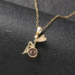 925 Silber Bild Kette mit Projektion - Märchenhafte Fee Anhänger mit Foto, Perfektes Geschenk für Sie