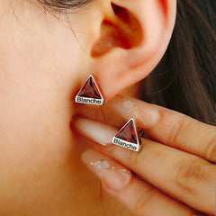 Personalisierte Dreieckiger Geburtsstein kette Ohrring mit Gravur - perfekte Geschenk für Sie Mama