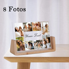 Personalisierter Beleuchteter Bilderrahmen mit 8 Fotos und Gravur - LED Nachtlicht für Paare, Familie,Partner Erinnerungs Foto Geschenk