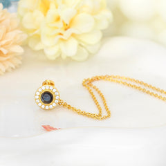 Personalisierte Halskette mit Bild im Stein - Zirkon Runde Anhänger mit Foto Projektion