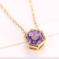 925 Silberkette vergoldet mit 18K – Hexagramm mit Runder Geburtsstein & Herz – Eleganter Schmuck für jeden Anlass