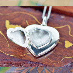 Personalisierte 925 Silber Foto Medaillon Kette – Herz im Herz Anhänger, Platz für 4 Fotos, Perfektes Geschenk für die Liebe