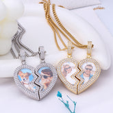 Personalisierte Magnetischer Herz Anhänger, geteilt in zwei Hälften – Foto Kette für Paare Besties