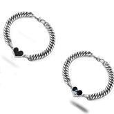 Personalisierte Robuste Seitenkette Schwarzer Herz Armband mit verstecktem Bild - Thermoaktive Foto