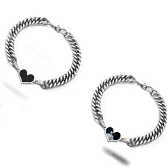 Personalisierte Robuste Seitenkette Schwarzer Herz Armband mit verstecktem Bild - Thermoaktive Foto