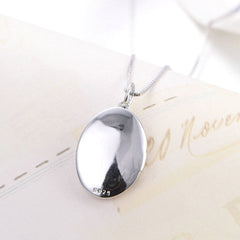 Personalisierte 925 Silber  Foto Medaillon Ovaler Kette – Mit Foto & Text, Klassischer Gedenkschmuck Geschenk für Männer & Frauen