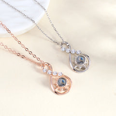 Personalisierte Silber Sternkompass Unendlichkeits Kette mit Foto Gravur im Stein - Perfekte Bild Erinnerungsgeschenk für Sie