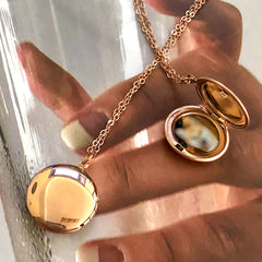 Personalisierte 925 Silber  Foto Medaillon Runder Kette – Mit Foto & Text,  Einfacher Erinnerungs Geschenk für Männer & Frauen