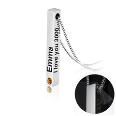 Personalisierte 3D Bar Kette mit Geburtsstein & Gravur - Geschenke zum Muttertag, Vatertag, Geburtstag, Jahrestag für Sie & Ihn