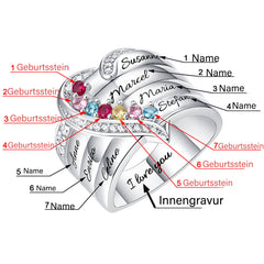 Personalisierter Geburtsstein Ring mit Gravur - Juwel im Herzen, Heiratsantrag Freundschaftsring Familienring, Muttertag Geburtstagsgeschenk