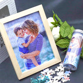 Personalisierbares DIY Holz Puzzle mit Foto – Bild im Rahmen oder Flasche – Persönliches Geschenk für Familie, Freunde & Partner