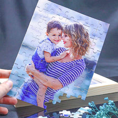 Personalisierbares DIY Holz Puzzle mit Foto – Bild im Rahmen oder Flasche – Persönliches Geschenk für Familie, Freunde & Partner