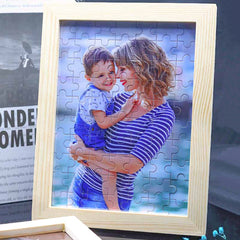 Personalisierbares DIY Holz Puzzle mit Foto – Bild im Rahmen oder Flasche – Persönliches Geschenk für Familie, Freunde & Partner