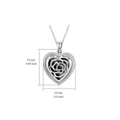 925 Silber Personalisierte Medaillon Kette mit Foto – öffnbar Herz Anhänger mit Rose, Perfektes Weihnachtsgeschenk für Freundin Ehefrau Mutter
