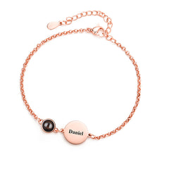 Personalisiertes Rundem Gravur Armband mit Bild im Stein – Runder Gravurplatte,Erinnerungsgeschenk für Sie