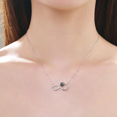 925 Silber Projektionskette – Unendlicher Anhänger mit Bild im Stein & Zirkonia