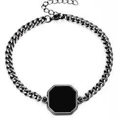 Personalisierte Hitzeaktivierbare Magische Foto Armband mit verstecktem Bild -Schwarzer Quadratischer Anhänger,Perfekte Geschenk für Männer Frauen