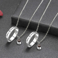 Personalisierte Projektionskette mit Gravur Ring – Runde Kette mit Bild im Stein, Fotogeschenk für Sie & Ihn