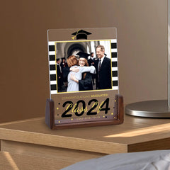 Personalisierter Beleuchteter Bilderrahmen mit Fotos & Gravur - LED Nachtlicht, Glückwunsch zum Schulabschluss, Erinnerungsgeschenk