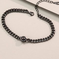 Personalisierte Foto Armband mit Projektion – Dickes Design mit Rundem Stein