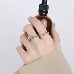 925 Silber Kaninchen Karotte Offener Ring mit Bild im Stein– Fotoprojektion Schmuck Perfekte Geschenk für Sie