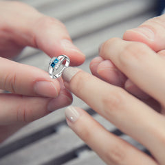 Personalisierter 925 Silber Ring mit zwei Geburtssteinen – Quadratischer Diamantring,Perfektes Geschenk für Mama oder die Liebste