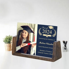 Personalisierter Holz oder Acryl Fotorahmen zur Erinnerung Schulabschluss, Individueller mit Gravur – Foto, Name, Hochschule, Studiengang
