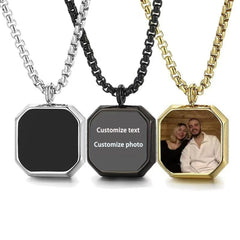 Personalisierte Hitzeaktivierbare Magische Foto Halskette mit verstecktem Bild - Oktagon-Anhänger, Modisches Geschenk