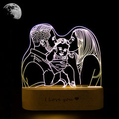 3D Fotolampe mit Gravur – LED Nachtlicht, dimmbar, Holzsockel, perfektes Geschenk für jeden Anlass