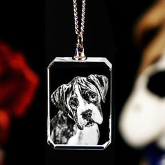 Personalisierte 2D/3D Foto Kette - Rechteckiger Kristall Anhänger,Erinnerungs Schmuck Geschenke für Männer und Frauen