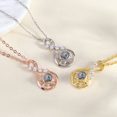 Personalisierte Silber Sternkompass Unendlichkeits Kette mit Foto Gravur im Stein - Perfekte Bild Erinnerungsgeschenk für Sie