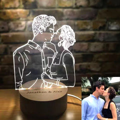3D Fotolampe mit Gravur – LED Nachtlicht, dimmbar, Holzsockel,Perfektes Geschenk Hochzeit, Muttertag,Geburtstag und Jubiläum