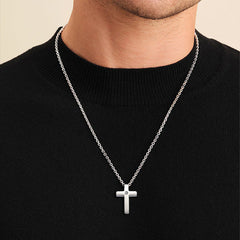 Personalisierte Schlichtes Kreuz Anhänger für Männer – Kette mit Bild im Stein, Geschenke für Männer mit Foto