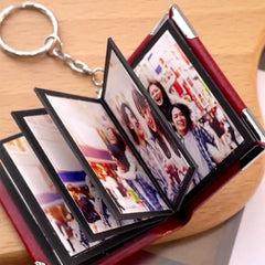 Personalisierter Foto Leder Schlüsselanhänger mit 10 Bilder, Mini Retro Buchalbum, Farb Fotoalbum,Kreatives Erinnerungs Geschenk