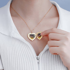 Herz Magnetisches Foto Medaillon Kette mit 'Love' – Personalisierbar mit Foto & Nachricht,Einzigartiges Jahrestagsgeschenk für Sie