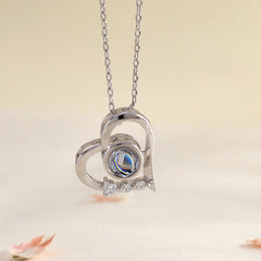 925 Silber Personalisierte Feine Zirkon Herz Kette mit Bild im Stein – Perfekte Foto & Gravur Erinnerungsgeschenk für Sie