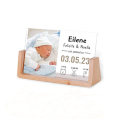 Personalisierter LED-Bilderrahmen mit Foto und Gravur – Individuelles Neugeborenen-Geschenk mit Name, Geburtszeit, Gewicht und Größe