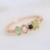 Personalisierter unregelmäßiger Geburtssteinring mit Innengravur, modisches Ringgeschenk für Sie