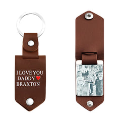 Personalisierter Leder-Schlüsselanhänger mit Foto & Text – Perfektes Geschenk für Papa oder Mama zu Vatertag oder Muttertag
