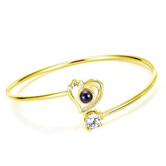 Personalisierbares offener Herz Projektionsarmband mit Fotos & Gravur, Erinnerungsgeschenk für Sie